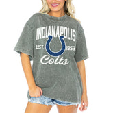 Indianapolis Colts Gameday Couture Women's Tackle Titan Boyfriend Washed T-Shirt - Gray sale