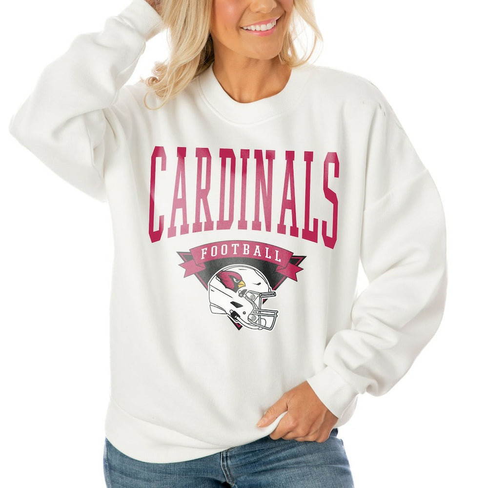Arizona Cardinals Gameday Couture Women's Oversized Yard Line Tri-Blend Pullover Sweatshirt - White discount