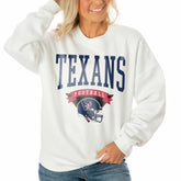 Houston Texans Gameday Couture Women's Oversized Yard Line Tri-Blend Pullover Sweatshirt - White on sale