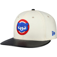 Chicago Cubs Game Night Leather Visor 59FIFTY Fitted Hat - Cream | New Era