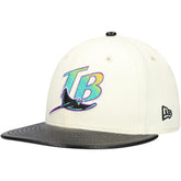Tampa Bay Rays Game Night Leather Visor 59FIFTY Fitted Hat - Cream | New Era
