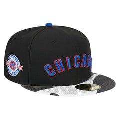Chicago Cubs Metallic Camo 59FIFTY Fitted Hat - Black | New Era