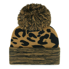 Brooklyn Nets '47 Women's Rosette Cuffed Knit Hat with Pom - Leopard | 47 brand shop