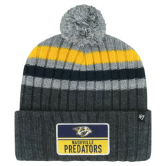 Nashville Predators '47 Stack Patch Cuffed Knit Hat with Pom Gray