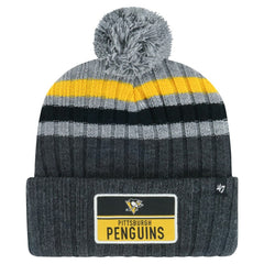 Pittsburgh Penguins '47 Stack Patch Cuffed Knit Hat with Pom Gray