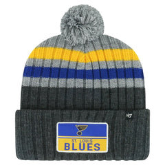St. Louis Blues '47 Stack Patch Cuffed Knit Hat with Pom Gray