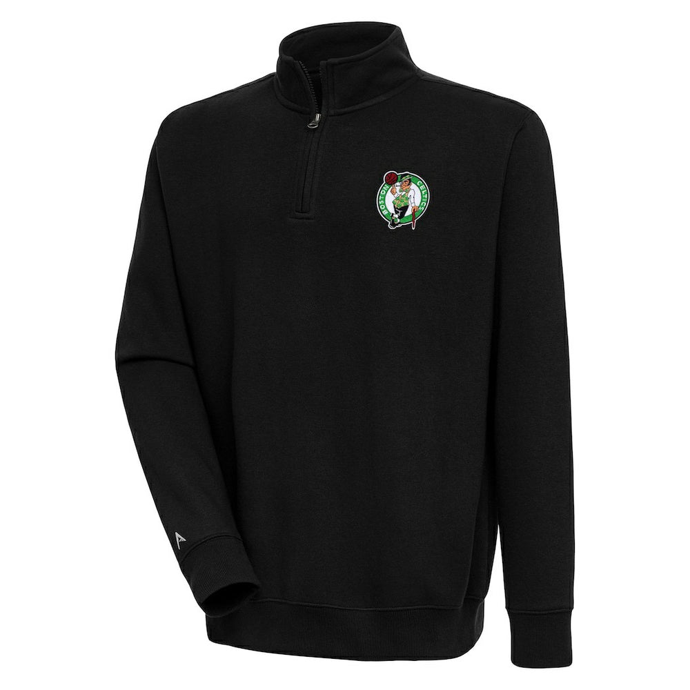 Boston Celtics Antigua Victory Quarter-Zip Pullover Top - Black on sale