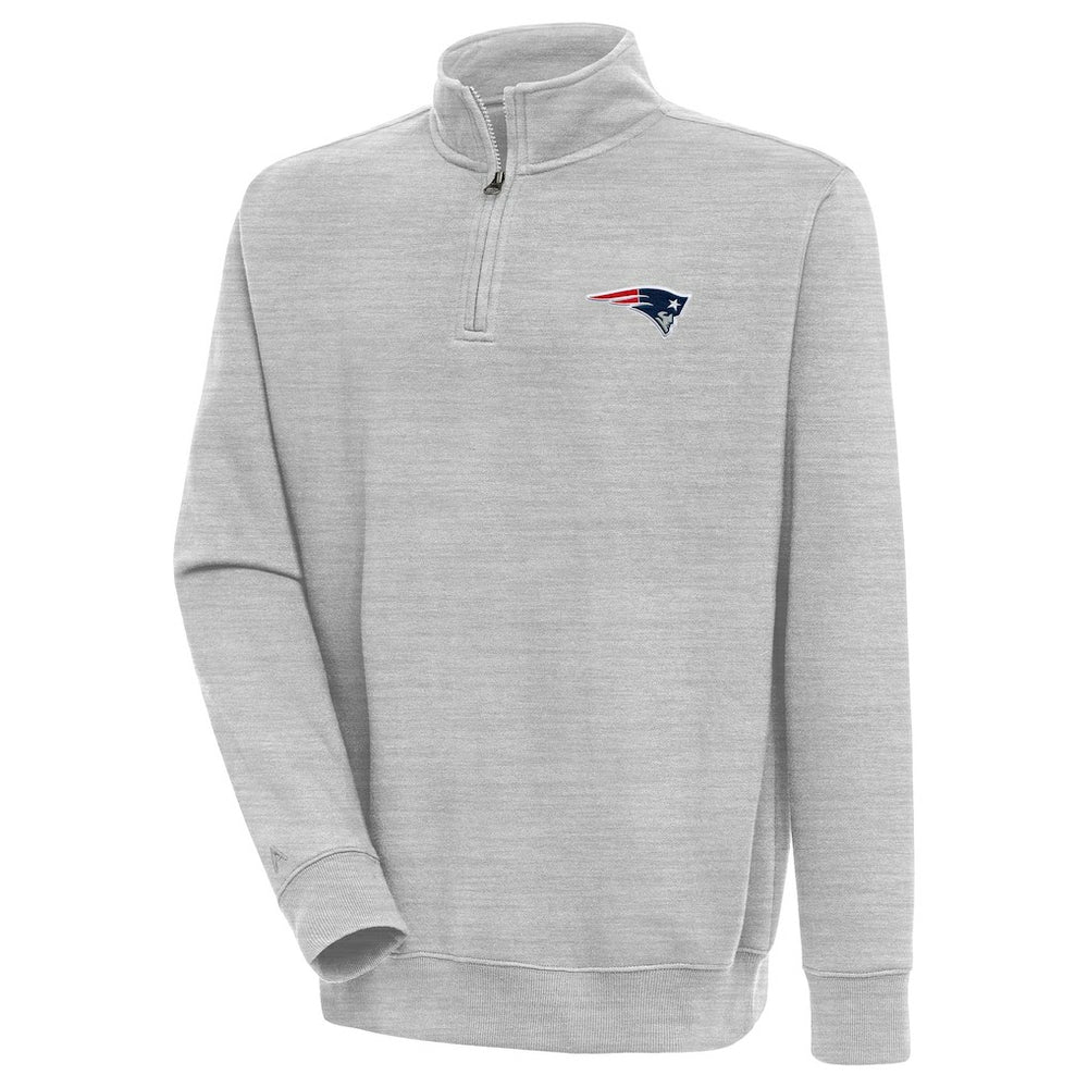 New England Patriots Antigua Victory Quarter-Zip Pullover Top - Heather Gray outlet