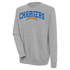 Los Angeles Chargers Antigua Victory Chenille Pullover Sweatshirt - Heather Gray on sale