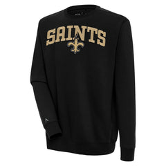 New Orleans Saints Antigua Victory Chenille Pullover Sweatshirt - Black on sale