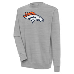 Denver Broncos Antigua Victory Pullover Sweatshirt - Heather Gray for sale