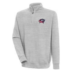 Columbus Blue Jackets Antigua Victory Quarter-Zip Pullover Top Heather Gray