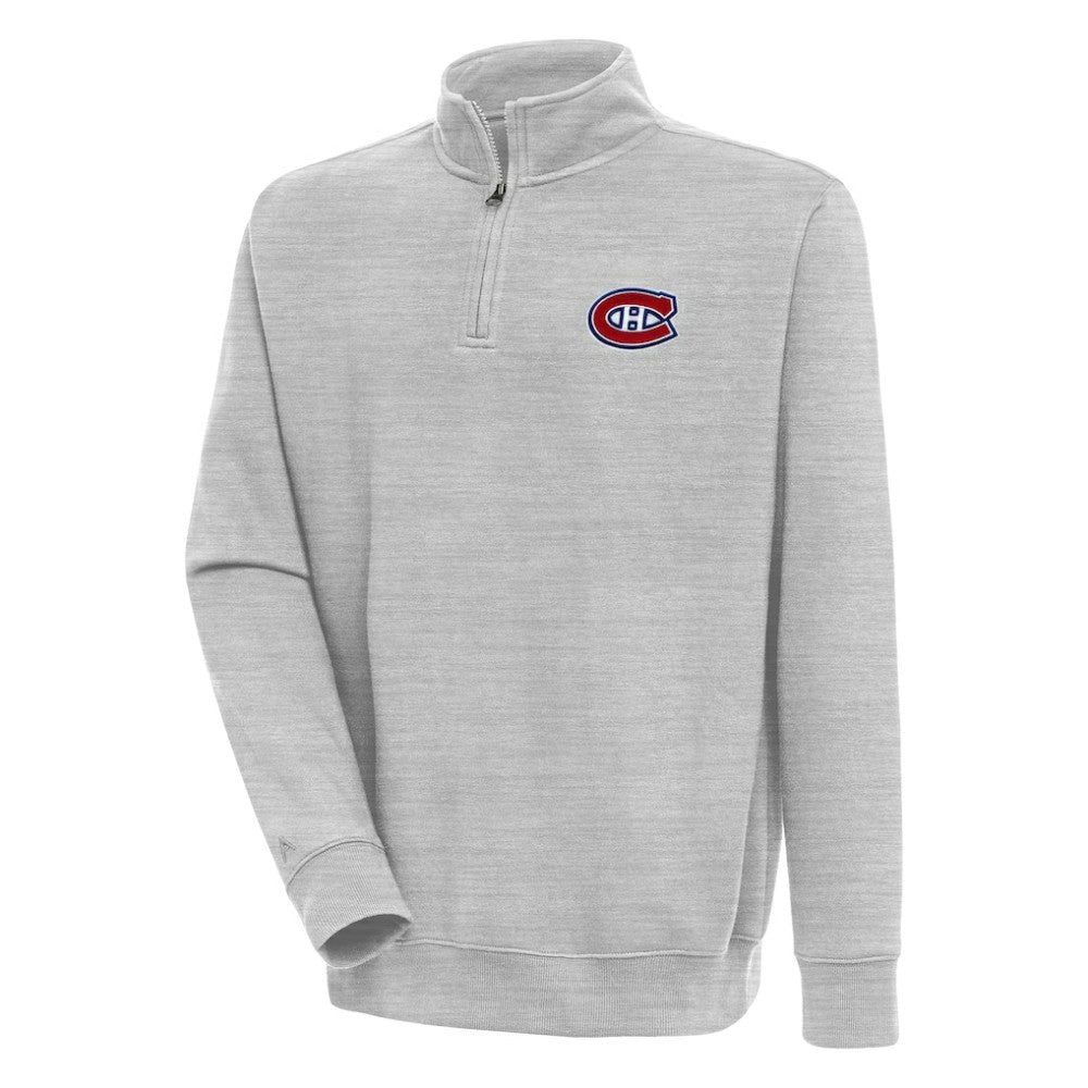 Montreal Canadiens Antigua Victory Quarter-Zip Pullover Top Heather Gray