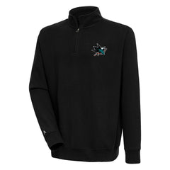 San Jose Sharks Antigua Victory Quarter-Zip Pullover Top Black