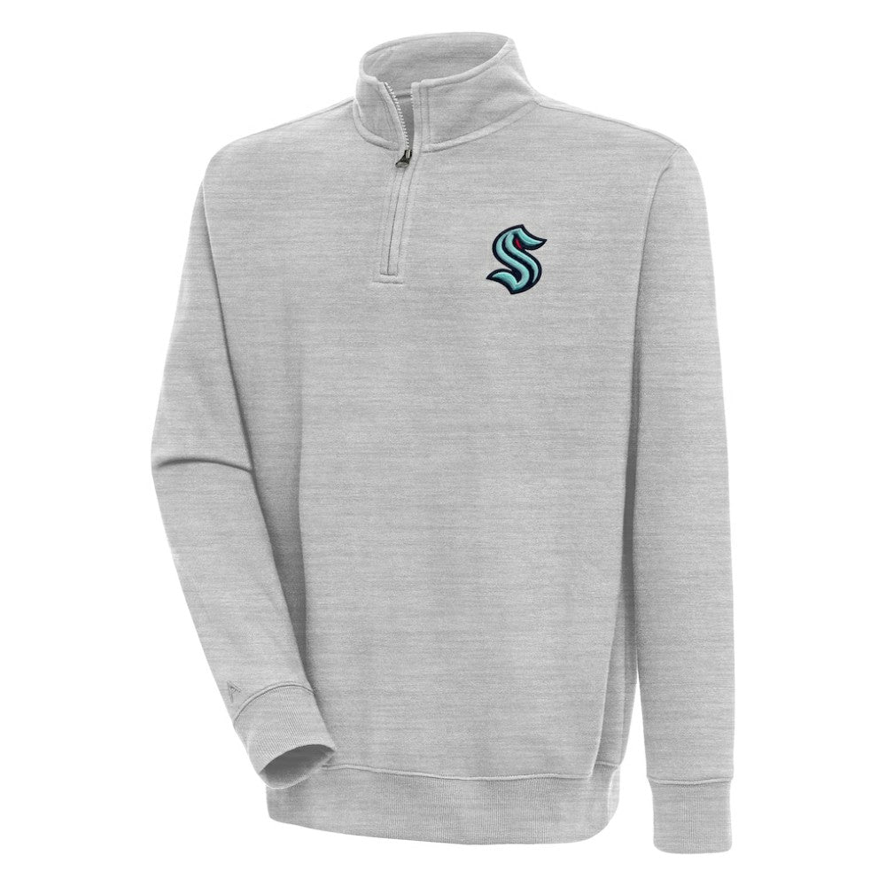 Seattle Kraken Antigua Victory Quarter-Zip Pullover Top Heather Gray