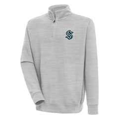 Seattle Kraken Antigua Victory Quarter-Zip Pullover Top Heather Gray