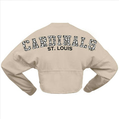 St. Louis Cardinals Women's Long Sleeve Cropped Jersey T-Shirt - Cream