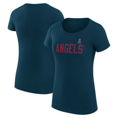 Los Angeles Angels G-III 4Her by Carl Banks Women's Super-Slim Fit Lightweight Dot Print T-Shirt - Navy