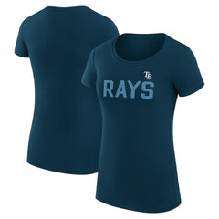 Tampa Bay Rays G-III 4Her by Carl Banks Women's Super-Slim Fit Lightweight Dot Print T-Shirt - Navy