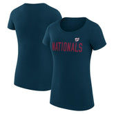 Washington Nationals G-III 4Her by Carl Banks Women's Super-Slim Fit Lightweight Dot Print T-Shirt - Navy