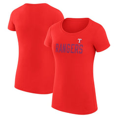 Texas Rangers G-III 4Her by Carl Banks Women's Super-Slim Fit Lightweight Dot Print T-Shirt - Red
