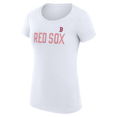 Boston Red Sox G-III 4Her by Carl Banks Women's Super-Slim Fit Lightweight Dot Print T-Shirt - White