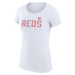 Cincinnati Reds G-III 4Her by Carl Banks Women's Super-Slim Fit Lightweight Dot Print T-Shirt - White