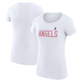 Los Angeles Angels G-III 4Her by Carl Banks Women's Super-Slim Fit Lightweight Dot Print T-Shirt - White