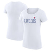 Texas Rangers G-III 4Her by Carl Banks Women's Super-Slim Fit Lightweight Dot Print T-Shirt - White