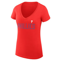 Philadelphia Phillies G-III 4Her by Carl Banks Women's Super-Slim Fit Lightweight Dot Print V-Neck T-Shirt - Red