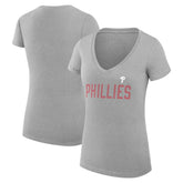 Philadelphia Phillies G-III 4Her by Carl Banks Women's Super-Slim Fit Lightweight Dot Print V-Neck T-Shirt - Gray