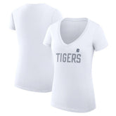 Detroit Tigers G-III 4Her by Carl Banks Women's Super-Slim Fit Lightweight Dot Print V-Neck T-Shirt - White