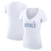Kansas City Royals G-III 4Her by Carl Banks Women's Super-Slim Fit Lightweight Dot Print V-Neck T-Shirt - White