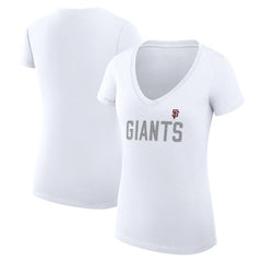 San Francisco Giants G-III 4Her by Carl Banks Women's Super-Slim Fit Lightweight Dot Print V-Neck T-Shirt - White