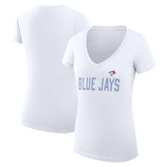 Toronto Blue Jays G-III 4Her by Carl Banks Women's Super-Slim Fit Lightweight Dot Print V-Neck T-Shirt - White