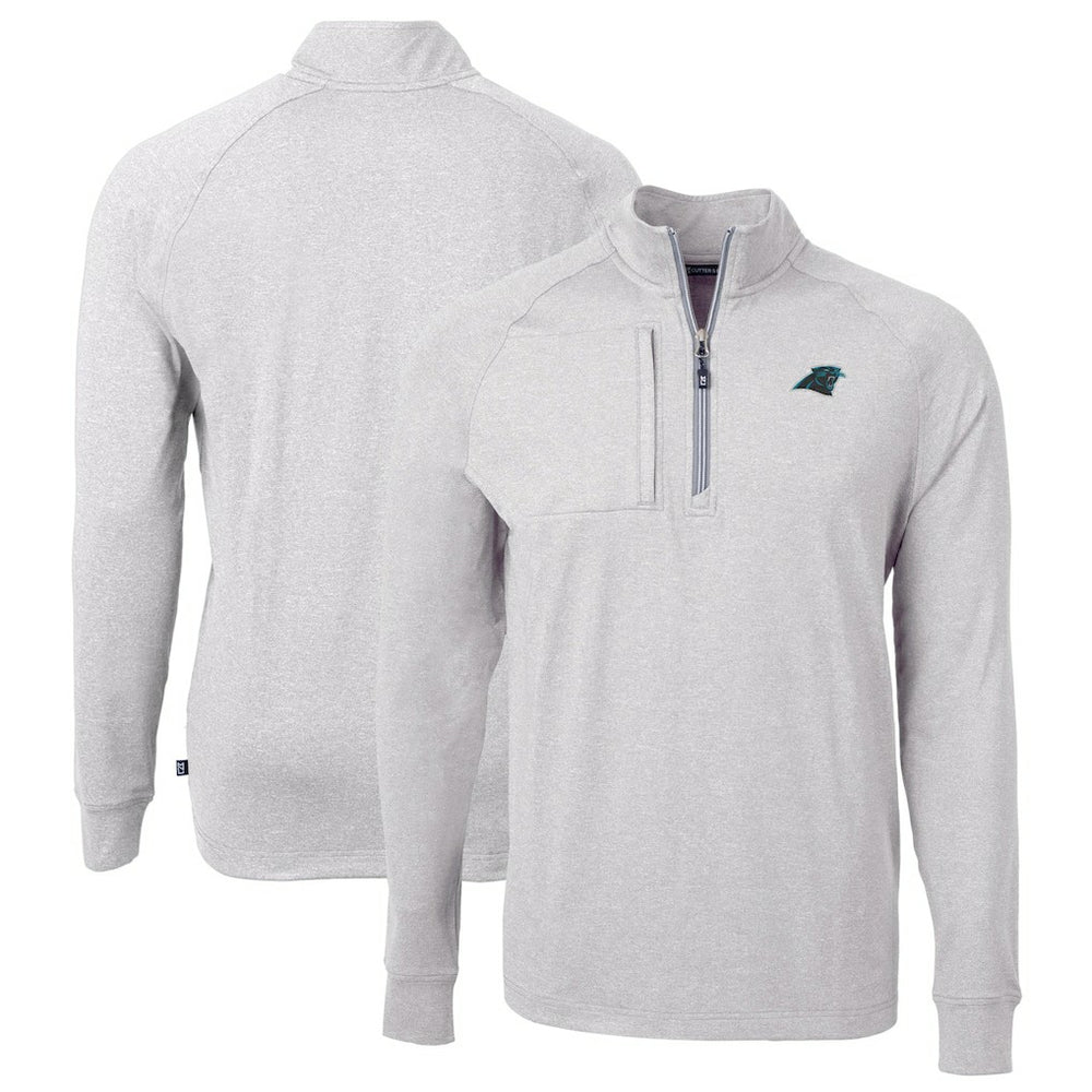 Carolina Panthers Cutter & Buck Big & Tall Adapt Eco Knit Quarter-Zip Pullover Top - Heather Gray sale