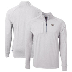 Kansas City Chiefs Cutter & Buck Big & Tall Adapt Eco Knit Quarter-Zip Pullover Top - Heather Gray on sale