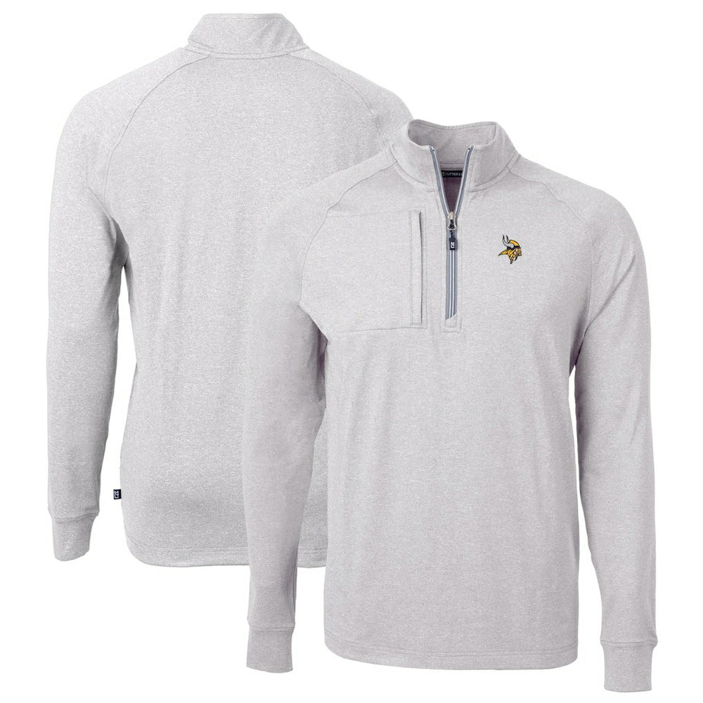 Minnesota Vikings Cutter & Buck Big & Tall Adapt Eco Knit Quarter-Zip Pullover Top - Heather Gray cheap