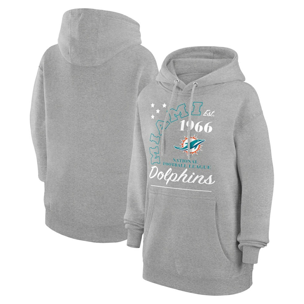 Miami Dolphins Starter Unisex Arch Team Fleece Pullover Hoodie - Heather Gray discount
