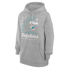 Miami Dolphins Starter Unisex Arch Team Fleece Pullover Hoodie - Heather Gray discount