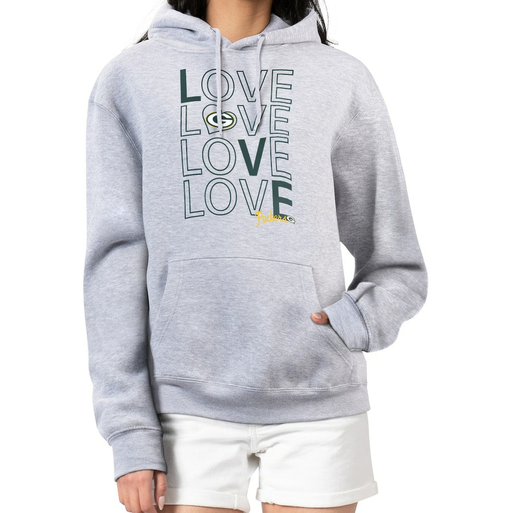 Green Bay Packers G-III 4Her by Carl Banks Women's Love Graphic Pullover Hoodie - Heather Gray discount