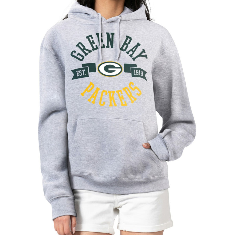 Green Bay Packers G-III 4Her by Carl Banks Women's City Graphic Team Fleece Pullover Hoodie - Heather Gray outlet