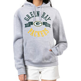Green Bay Packers G-III 4Her by Carl Banks Women's City Graphic Team Fleece Pullover Hoodie - Heather Gray outlet
