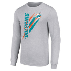 Miami Dolphins Starter Color Scratch Long Sleeve T-Shirt - Heather Gray cheap