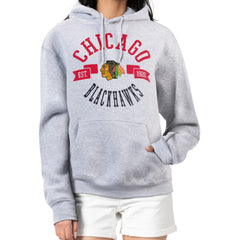 Chicago Blackhawks G-III 4Her by Carl Banks Women's City Graphic Fleece Pullover Hoodie Heather Gray