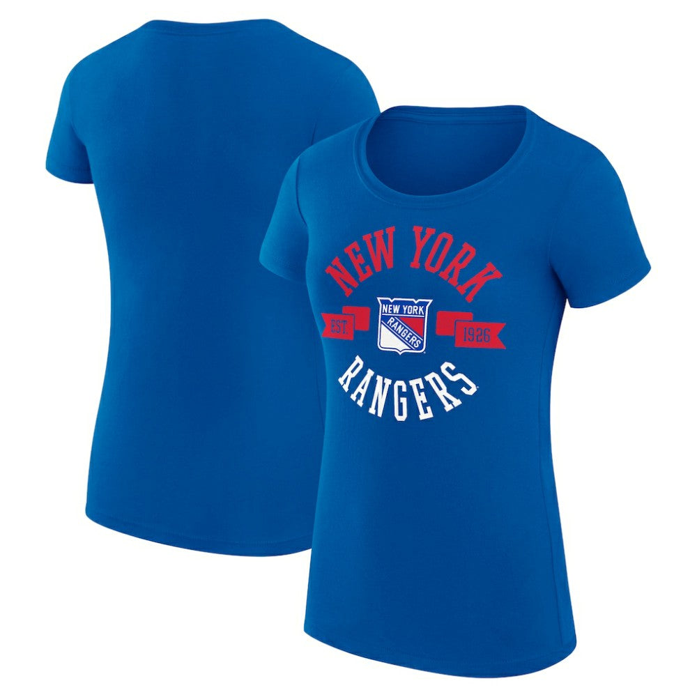 New York Rangers G-III 4Her by Carl Banks Women's Super-Slim Fit Lightweight City Graphic Sport Crewneck T-Shirt Royal