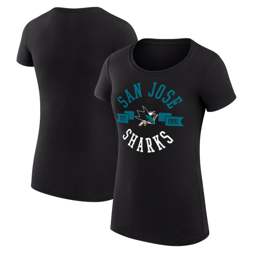 San Jose Sharks G-III 4Her by Carl Banks Women's Super-Slim Fit Lightweight City Graphic Sport Crewneck T-Shirt Black