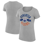 Edmonton Oilers G-III 4Her by Carl Banks Women's Super-Slim Fit Lightweight City Graphic Sport Crewneck T-Shirt Heather Gray