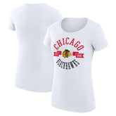 Chicago Blackhawks G-III 4Her by Carl Banks Women's Super-Slim Fit Lightweight City Graphic Sport Crewneck T-Shirt White