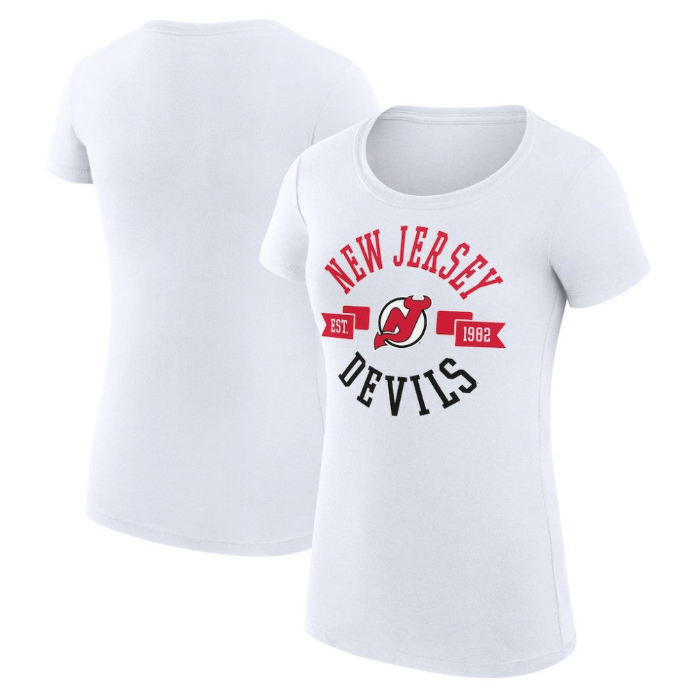 New Jersey Devils G-III 4Her by Carl Banks Women's Super-Slim Fit Lightweight City Graphic Sport Crewneck T-Shirt White